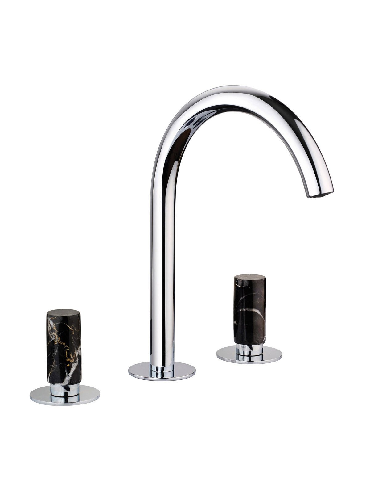3-hole washbasin mixer with fixed spout without pop-up waste