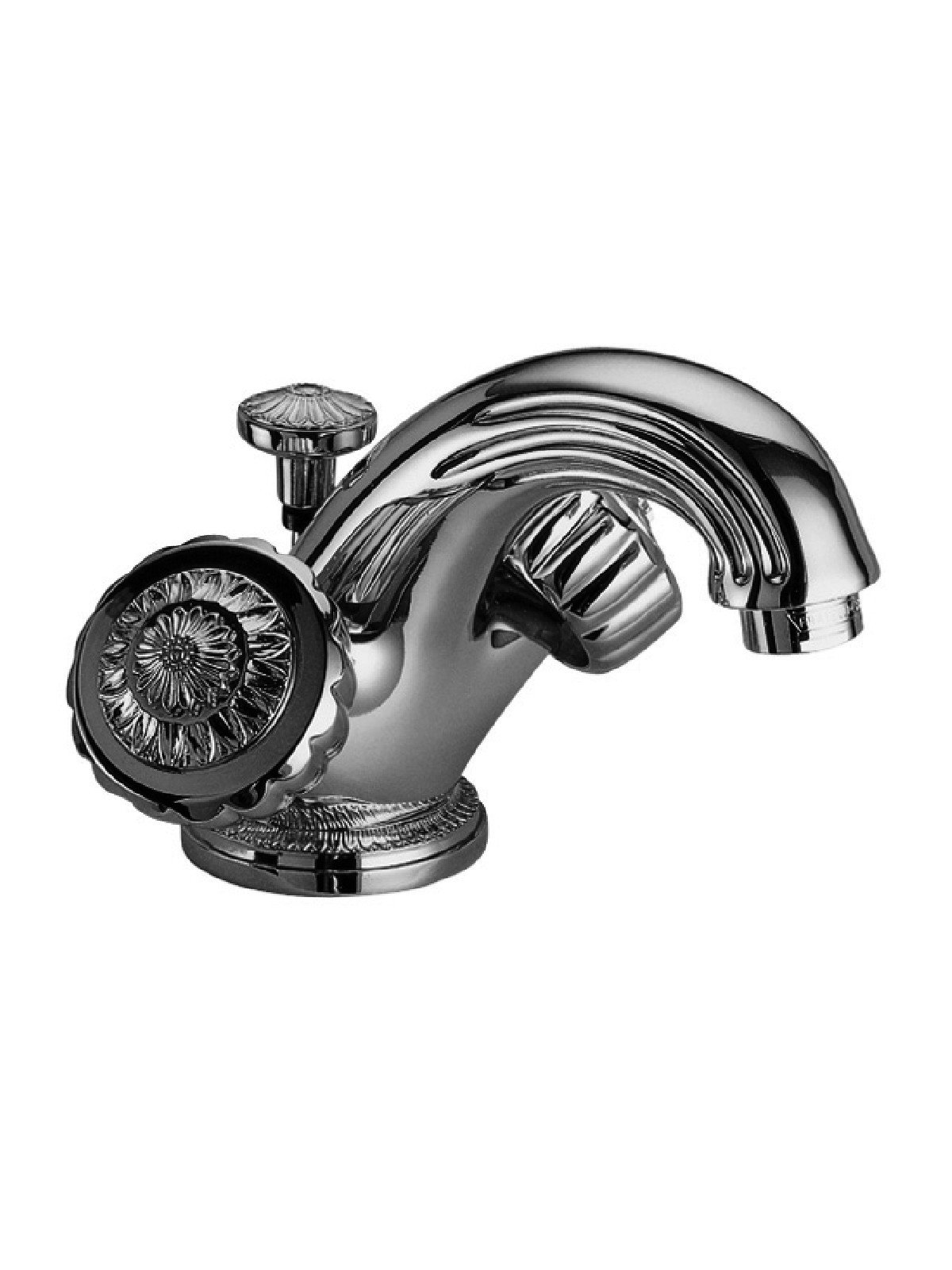 Single-hole washbasin mixer with swivel spout and pop-up waste