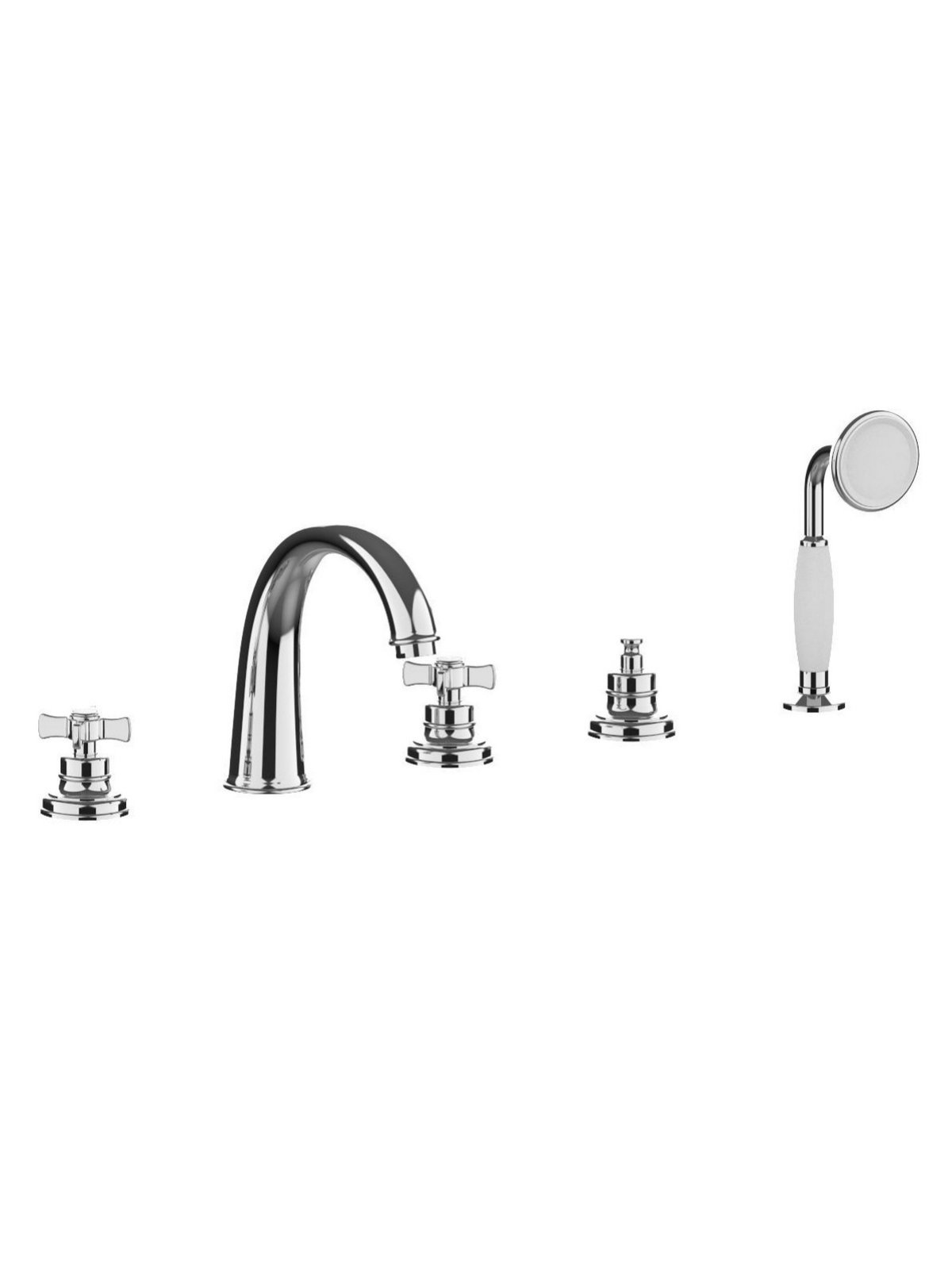 Deck mounted bath mixer with spout