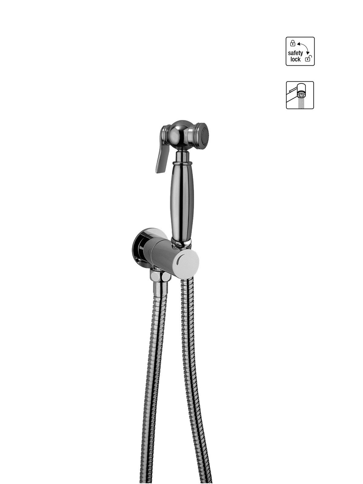 Water spray double click hand shower with double lock cross flex