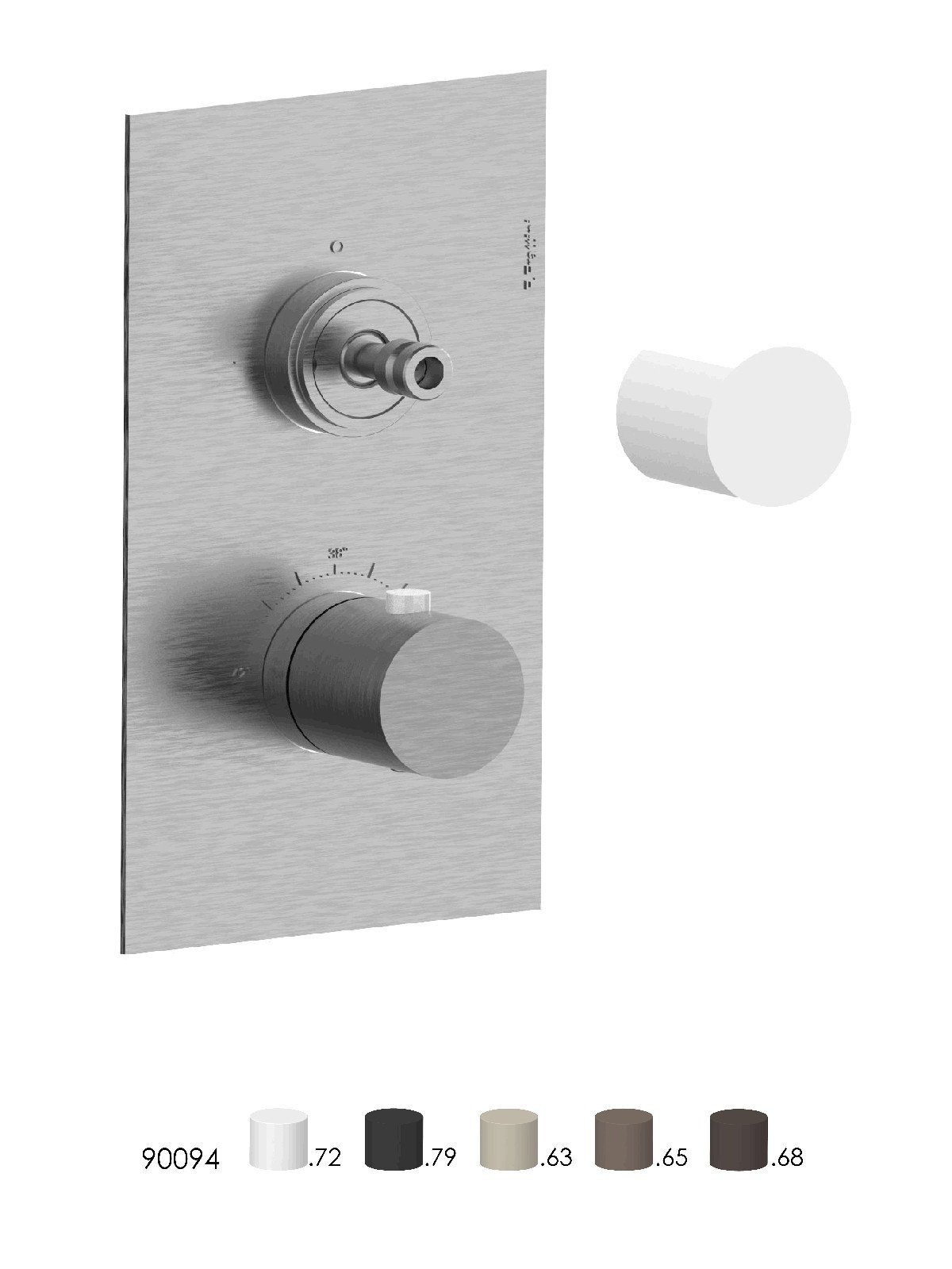External visible components thermostatic shower mixer 2 ways
